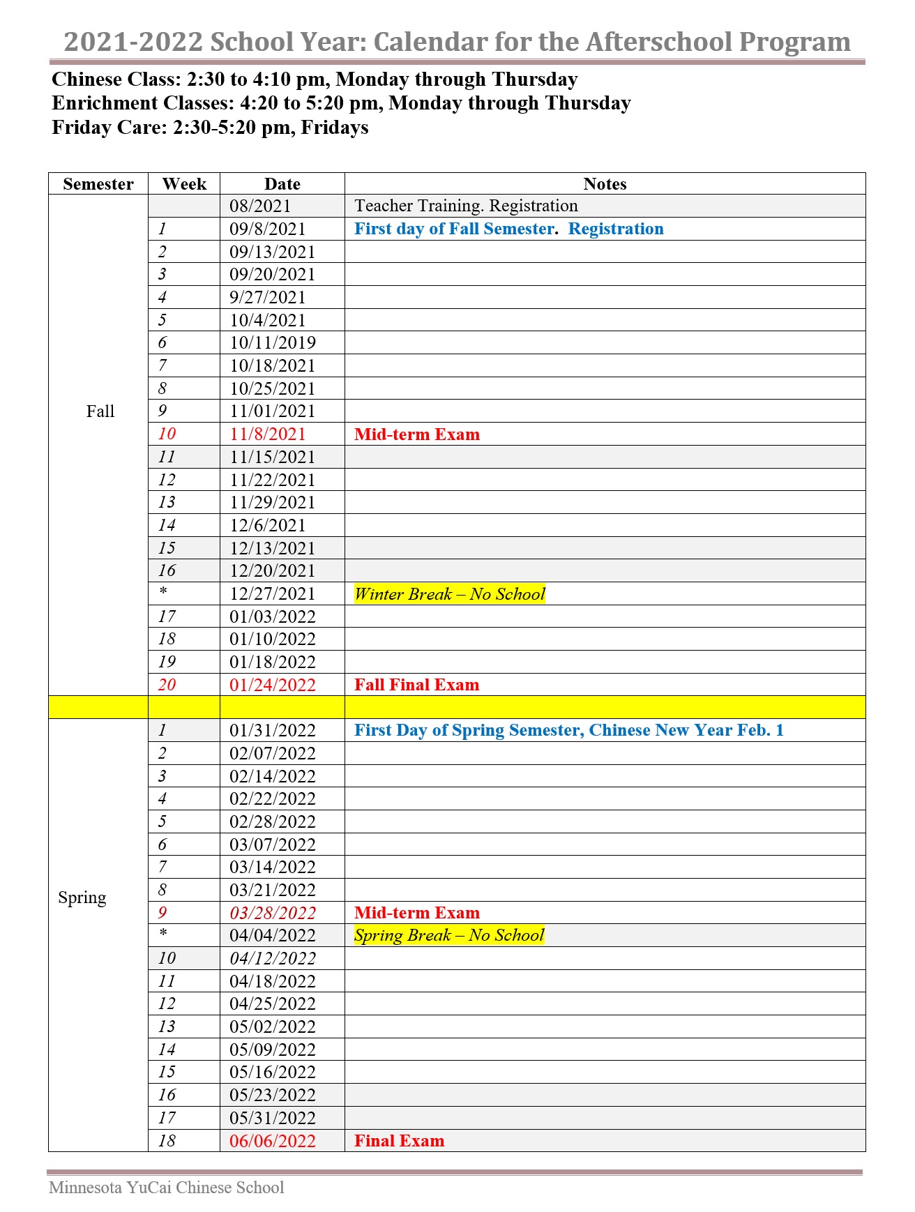 Calendar